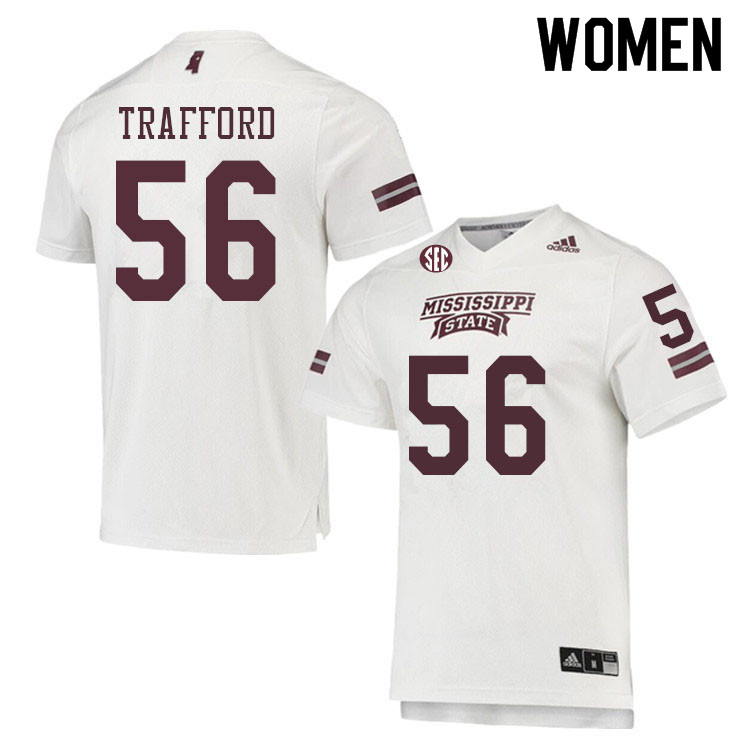 Women #56 Archer Trafford Mississippi State Bulldogs College Football Jerseys Sale-White